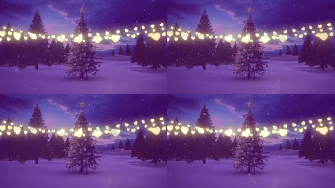 发光圣诞仙女灯装饰和圣诞树的动画