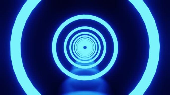 地板折射背景VJ环的蓝色环形隧道