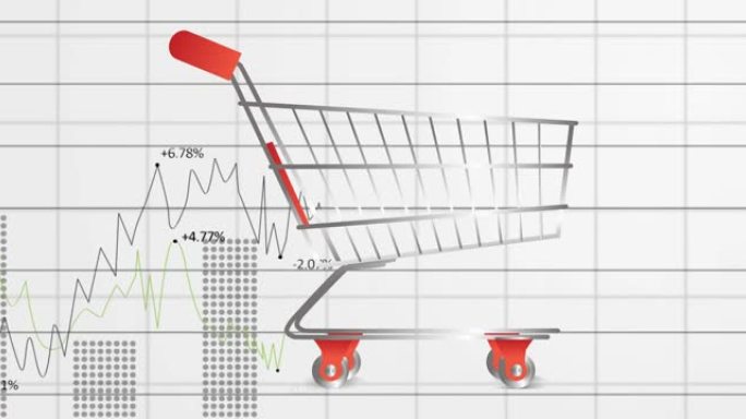 空购物车上的统计和财务数据处理动画