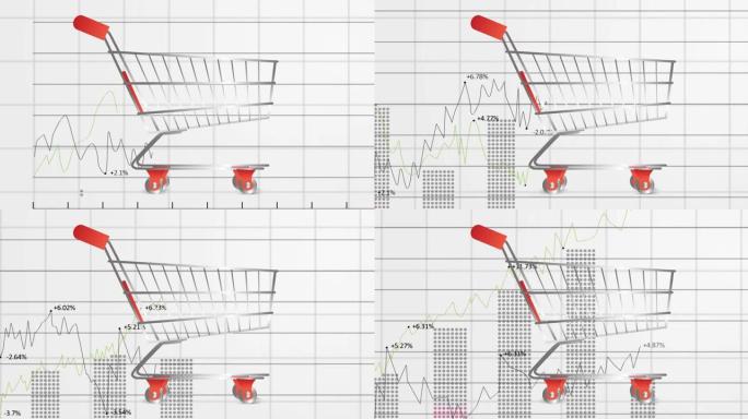 空购物车上的统计和财务数据处理动画