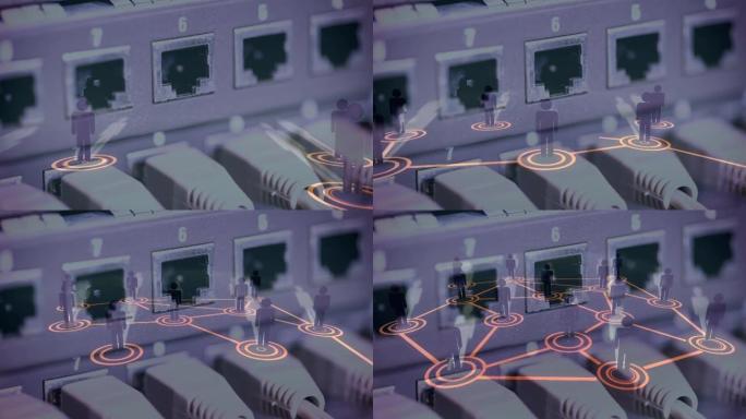 计算机服务器硬件上的连接网络动画