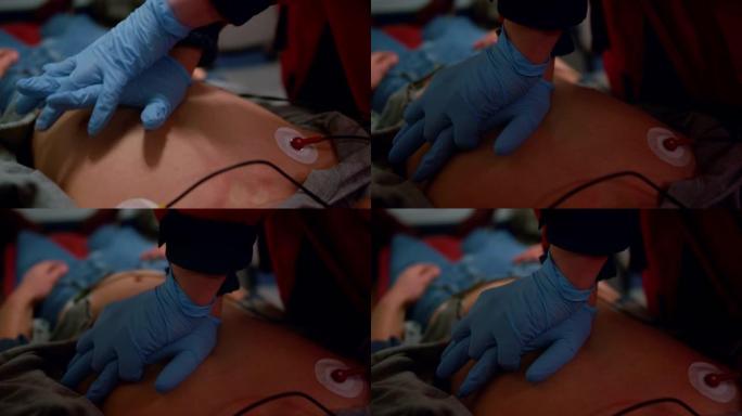 急救助理提供病人用手间接心脏按摩
