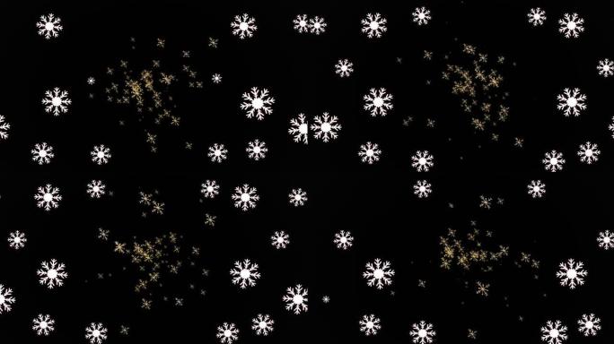 圣诞节时黑色背景上的雪的动画