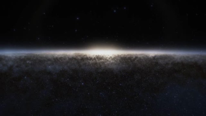 宇宙飞船以光速飞过太空中的一个星系。银河系或仙女座星系中的数十亿颗恒星。高度详细的4k空间电影动画