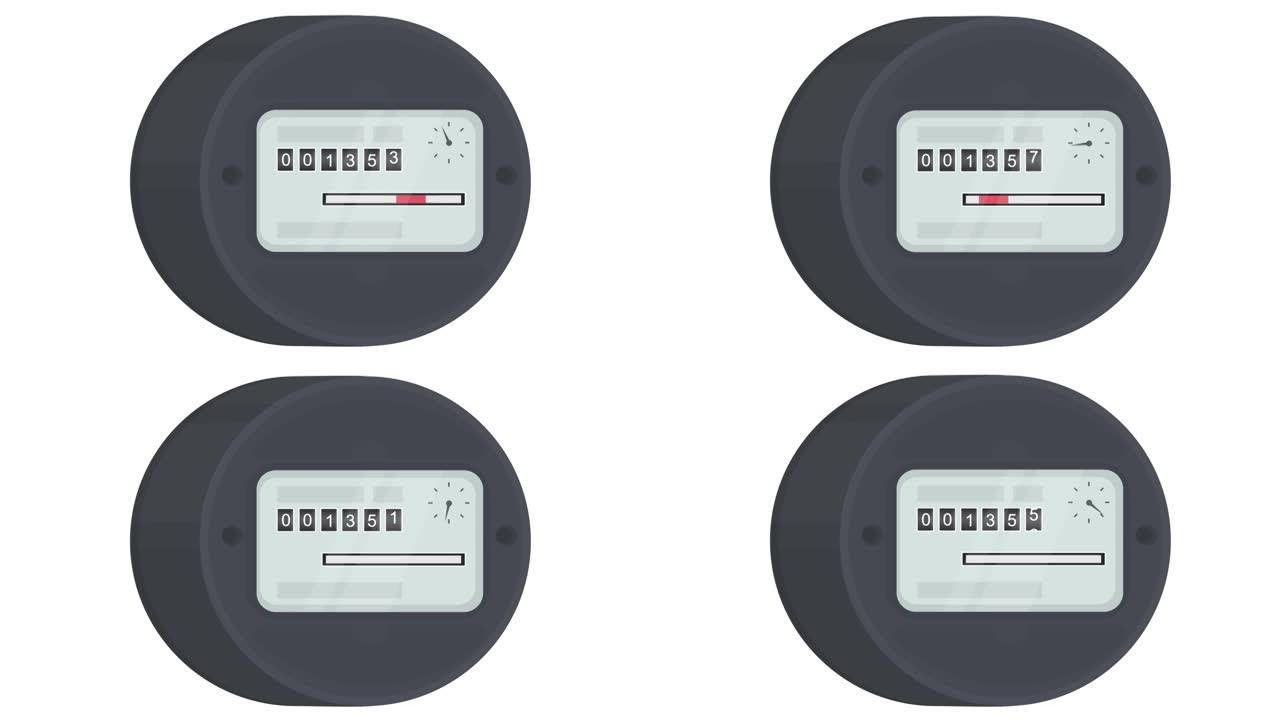 电表。用电动画。卡通