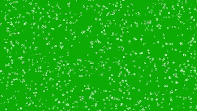 绿屏背景移动雪花运动图形