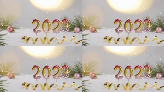冷杉树的圣诞节背景。圣诞卡。2023。根据中国农历，黑水兔年的象征。横幅。