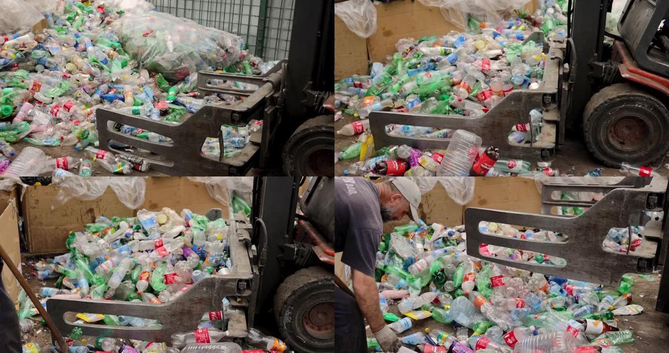 B卷机器收集一堆塑料瓶回收