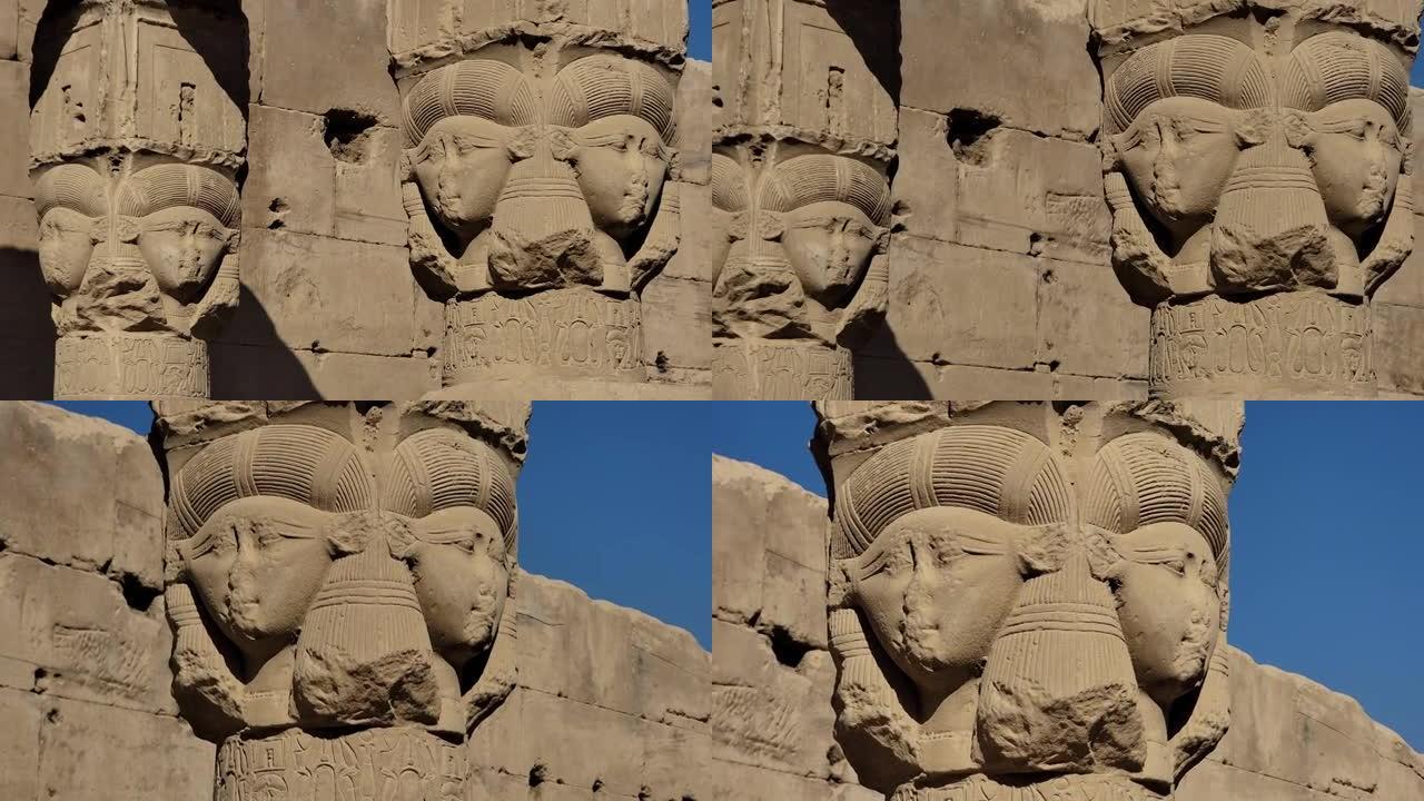 丹德拉神庙或哈索尔神庙。埃及。丹德拉是埃及的一个小镇。丹德拉神庙建筑群，是古埃及上世纪保存最完好的神