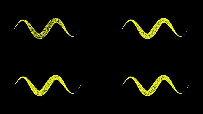 抽象技术黄绿色线条来自动画点，粒子圈。混合模式