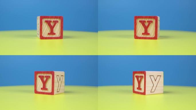 特写镜头字母 “Y” 字母表木块