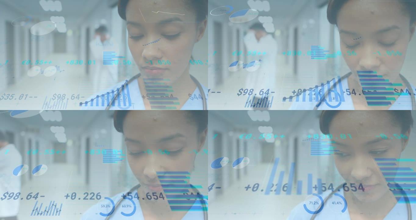 女医生的统计和数据处理动画