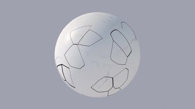 白色和黑色的破碎球体。抽象动画，3d渲染。