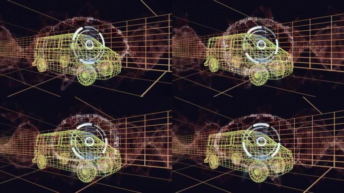 van和grid的3d绘图模型上的dna链和大脑的动画