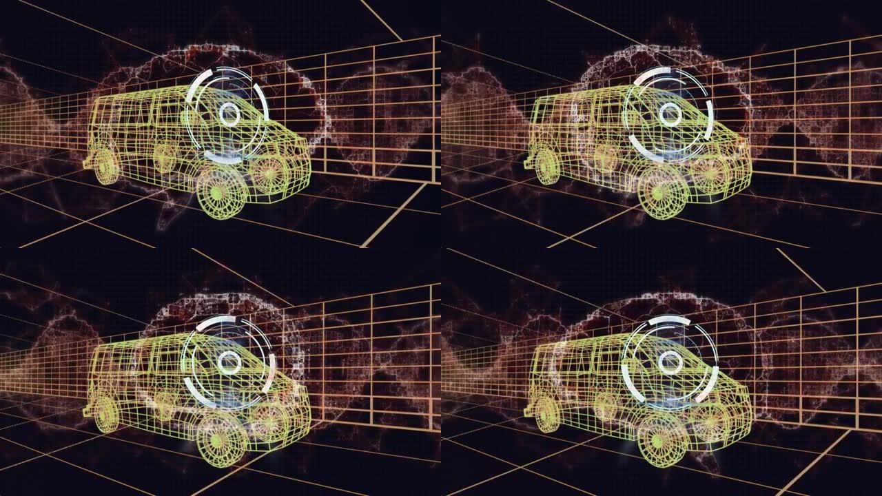 van和grid的3d绘图模型上的dna链和大脑的动画