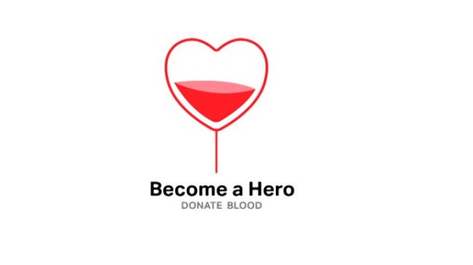 动画献血文字与血液心脏标志，超过妇女做针刺血液测试