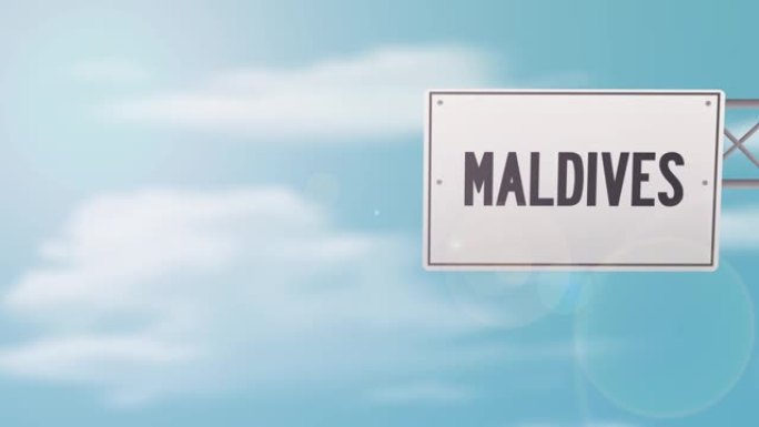 马尔代夫蓝色多云的天空上的标志-股票视频