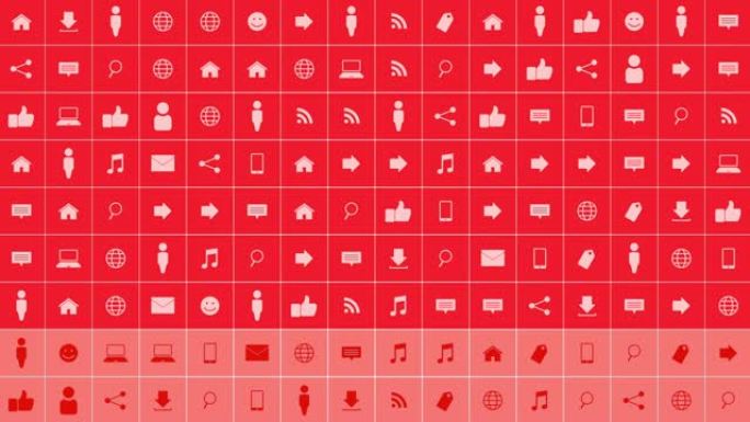 红色背景上的社交网络图标
