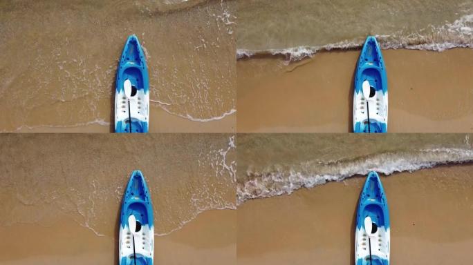 鸟瞰图中的身份不明的海上皮划艇上的4K