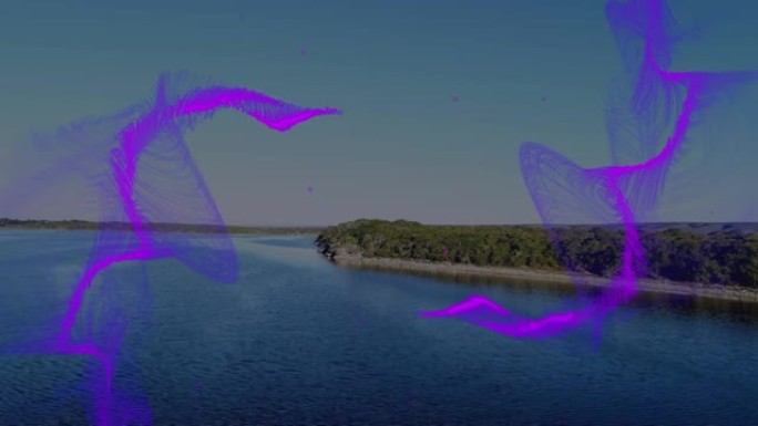 海景上的紫色波浪动画