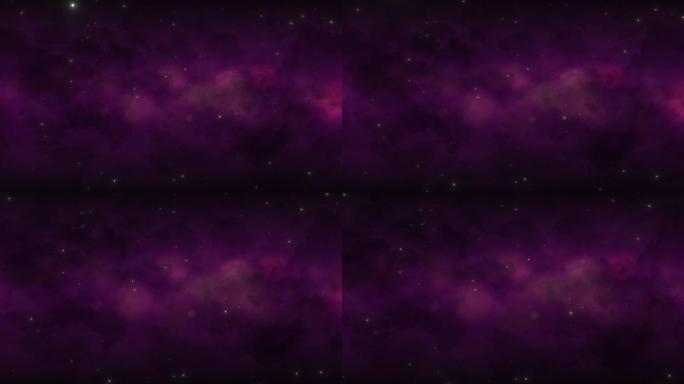 带有飞行小颗粒和恒星的深紫色星系