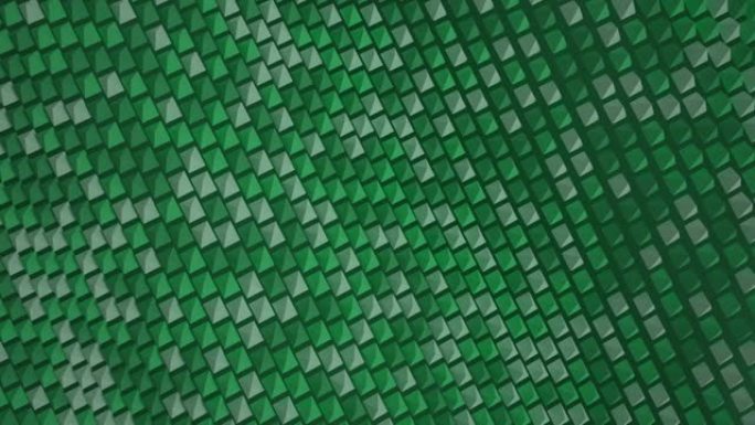 金字塔形成波浪表面。绿色作为商业演讲的背景至高无上。质地柔软。循环3d动画渲染尖峰