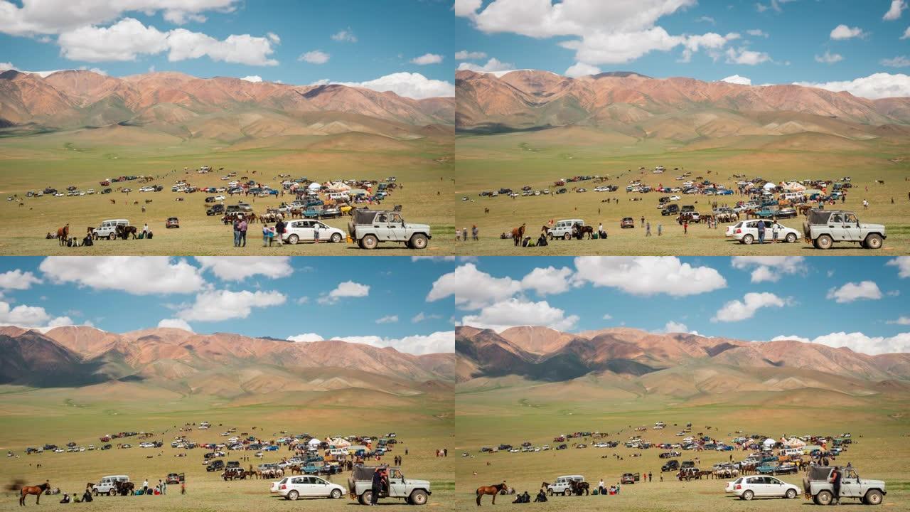 西蒙古族夏季那达慕节人群聚集的时间推移图