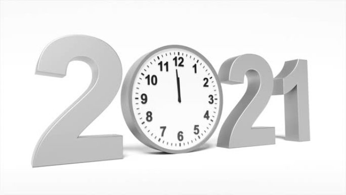 带时钟的新年快乐电影。开始2022年。3D动画