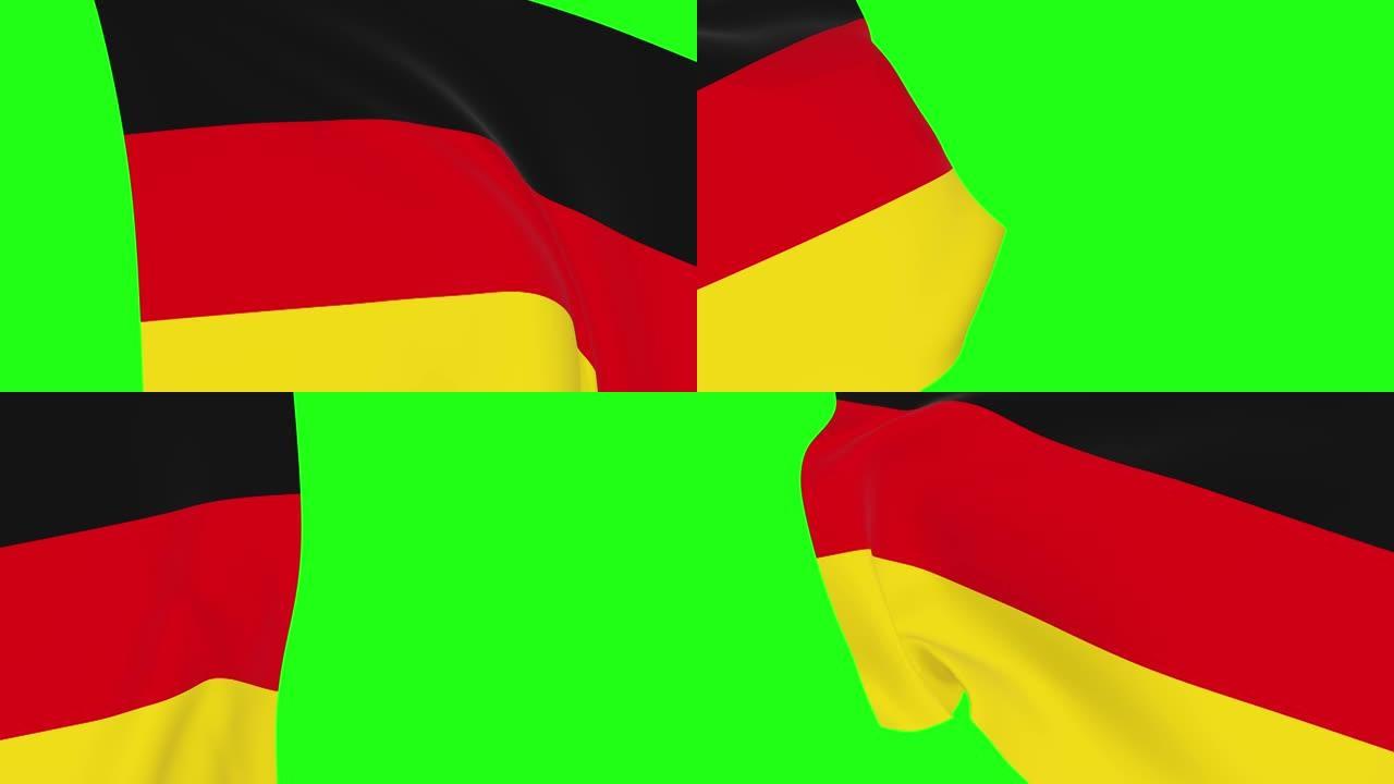 德国国旗的转变。4k和1080高清镜头在绿色屏幕chromakey。三维渲染