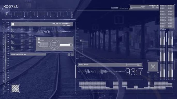 火车站屏幕上的数据处理动画
