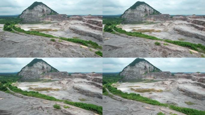 空中无人驾驶飞机视图大峡谷在泰国叻差府，这个地方是一个废弃的矿山山岩。泰国大峡谷。