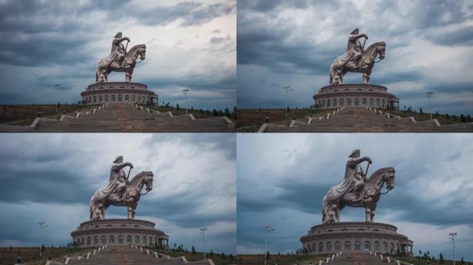 蒙古乌兰巴托成吉思汗骑马像的延时视图