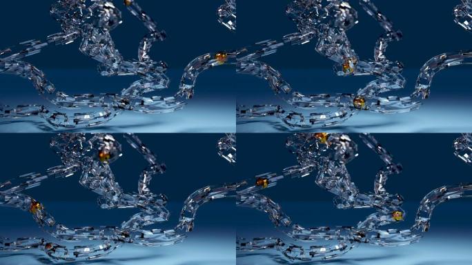 循环最小动画的抽象3d渲染。几何加深中的金属球滚动。令人满意的平静视频。高尔斯真空隧道，未来派