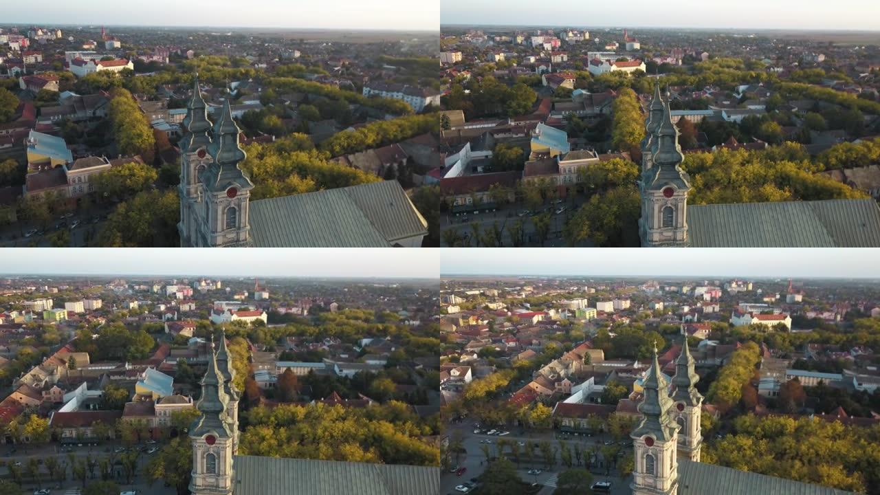 塞尔维亚苏博蒂察美丽的圣特雷莎阿维拉大教堂鸟瞰图