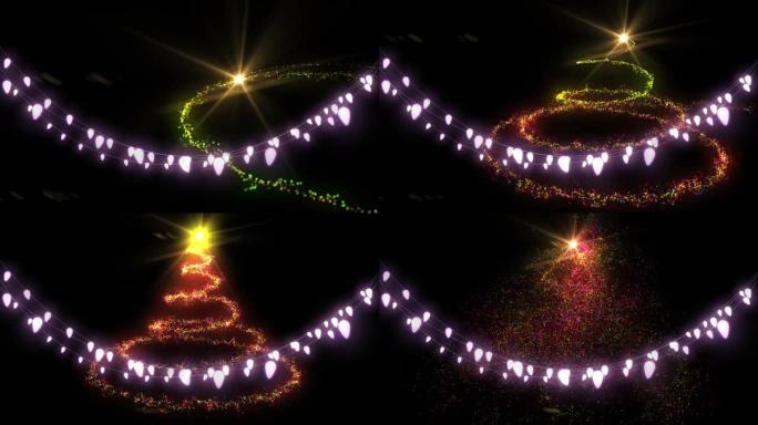 童话灯光和圣诞树的动画