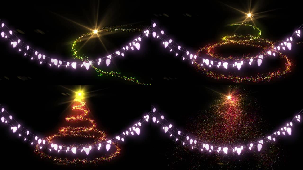 童话灯光和圣诞树的动画