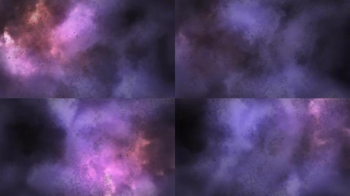 紫色多云的天空和暴风雨的动画
