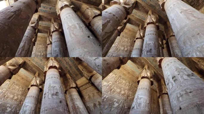 丹德拉神庙或哈索尔神庙。埃及。丹德拉是埃及的一个小镇。丹德拉神庙建筑群，是古埃及上世纪保存最完好的神
