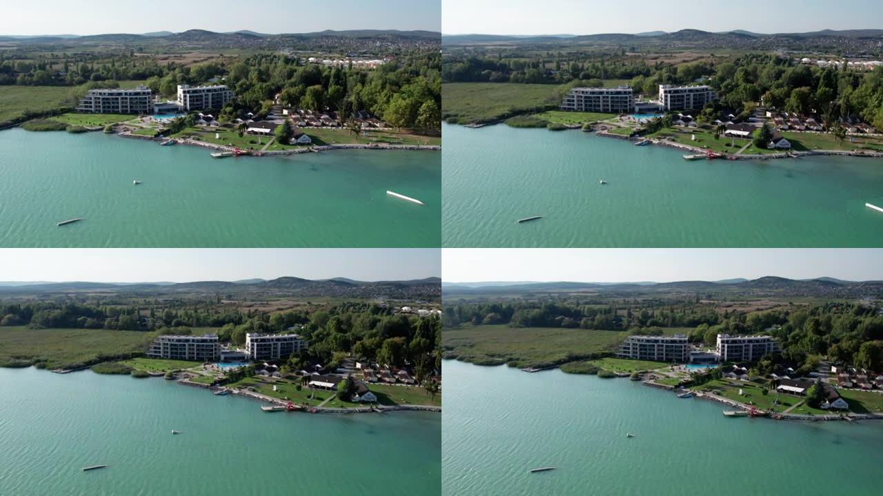 匈牙利巴拉顿湖鸟瞰图，巴拉顿海岸，晴天