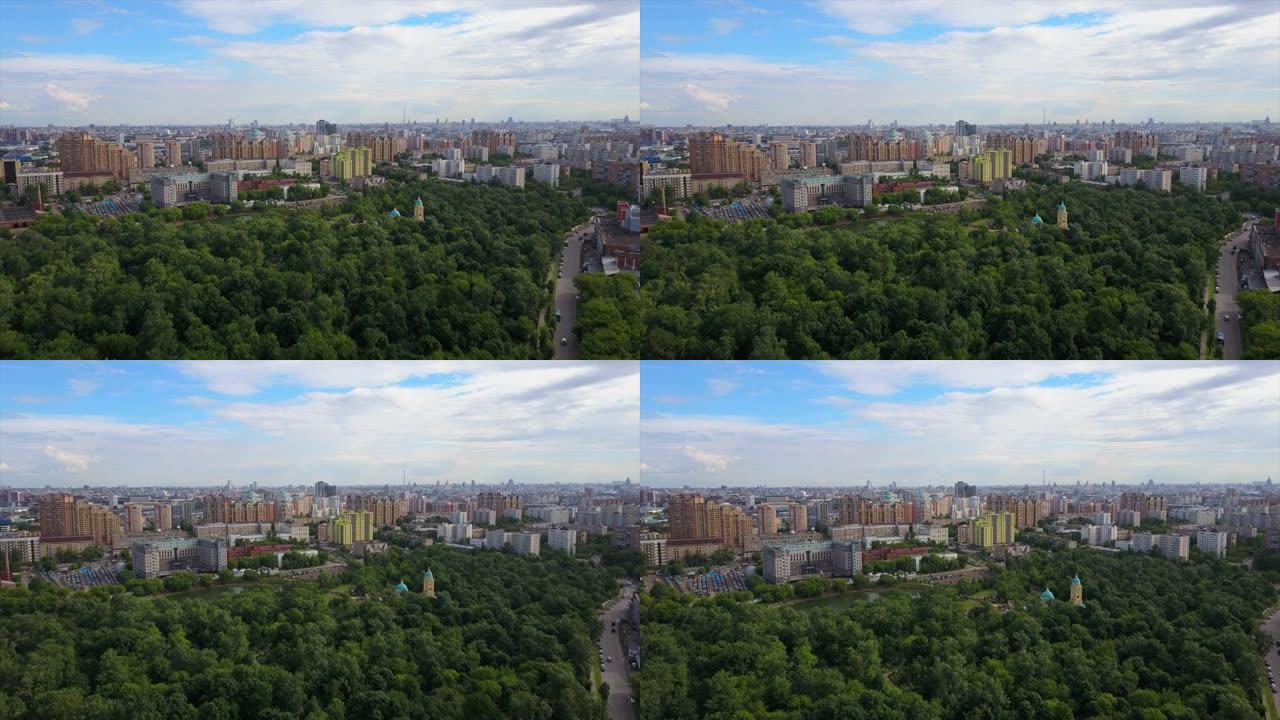 俄罗斯晴天莫斯科工业工厂管城市景观空中全景4k