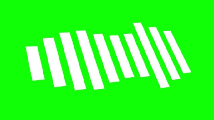 音频波形，声音频谱。清洁设计音频波形可视化。特写，慢动作，在绿屏背景上隔离，色键。