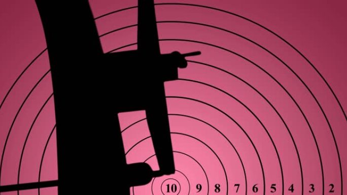 粉红色背景下的目标和弓箭手的轮廓的动画