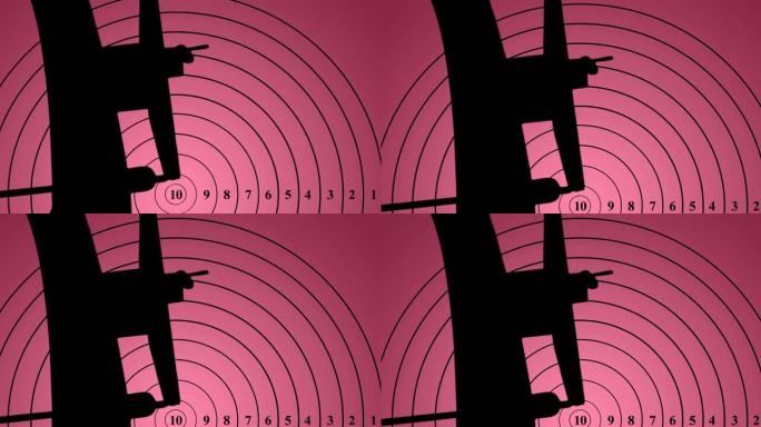 粉红色背景下的目标和弓箭手的轮廓的动画