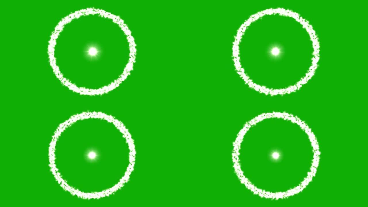 闪光火花圈运动图形与绿色屏幕背景