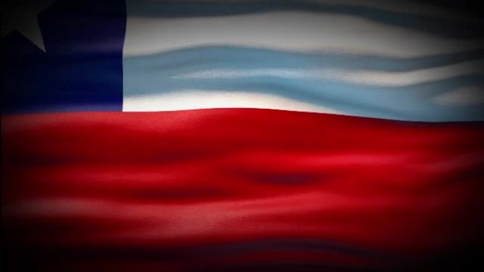 动画智利国旗的摆动无缝循环。智利国旗在风中飘扬。逼真的4K智利国旗特写。