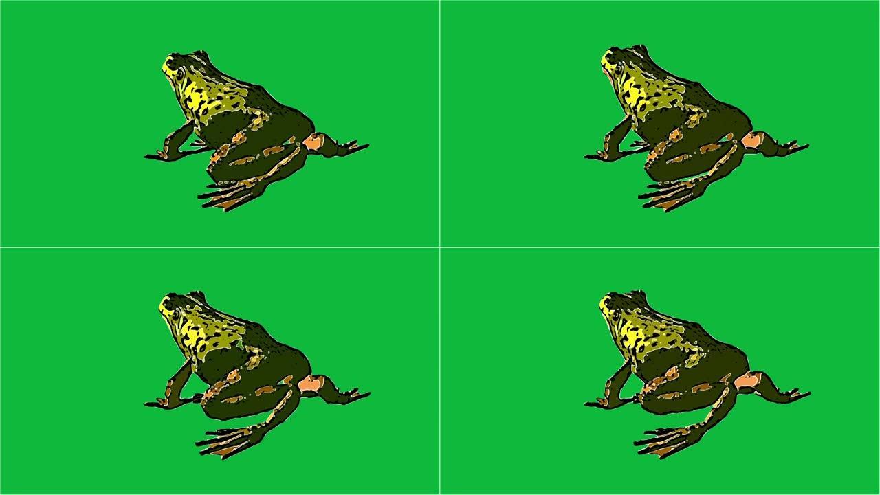 漫画风格的2d动画 -- 青蛙吃、走、跳