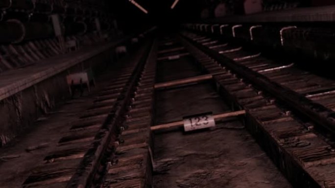 黑暗旧废弃地铁隧道3d渲染动画