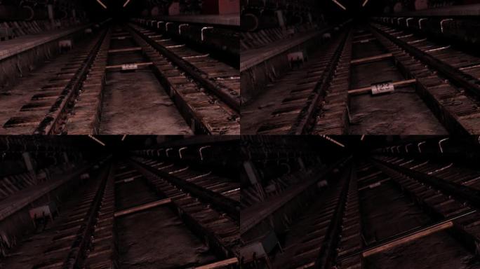 黑暗旧废弃地铁隧道3d渲染动画