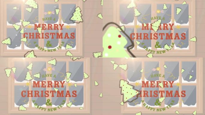 圣诞树倒下的动画有圣诞快乐的文字