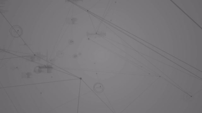 白色背景上的网络连接和数据处理动画